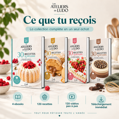 4 ebooks de pâtisserie – 120 recettes et 120 vidéos pas à pas